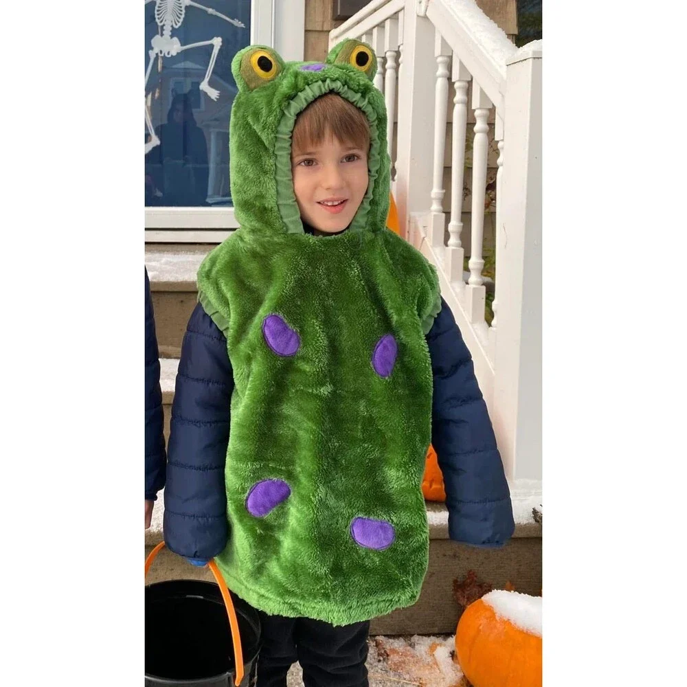 Children’s celebration Halloween hooded costume frog green purple xs s 4 5 6